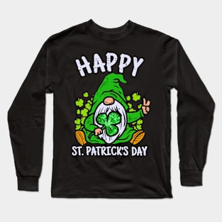 Gnome Tie Dye Shamrock Clover St Patricks Day Long Sleeve T-Shirt